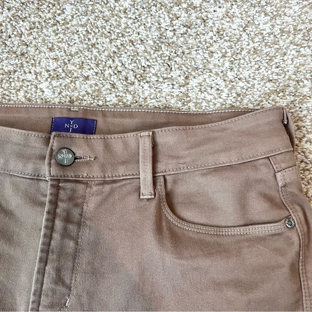 NYDJ Sheri Slim Jeans 12P Petite Taupe Brown Stretch Denim Mid Rise Straight - Picture 6 of 15